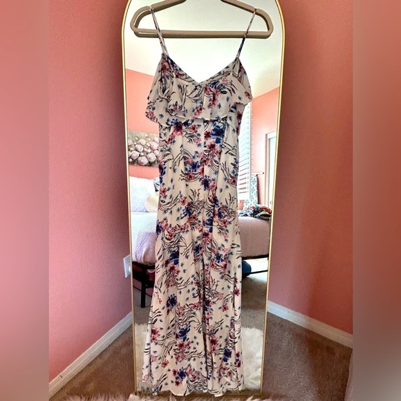 Flying Tomato romantic floral ruffle sweetheart neck long maxi dress NWT Size SM - Picture 5 of 11